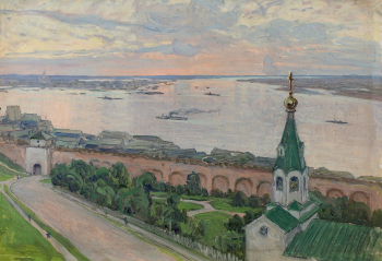 Пищалкин Леонид Фёдорович. Нижний Новгород. Ивановский съезд. Картон, масло. 23,8х34,5. Начало 20 века. Нижегородский государственный художественный музей.