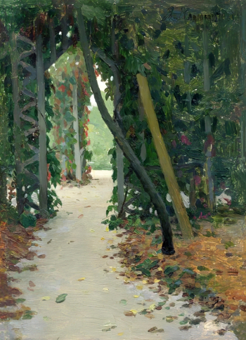 Калиниченко Яков Яковлевич. Аллея в саду. Холст, масло. 24х18. 1911. Рязанский государственный областной художественный музей имени И.П.Пожалостина.