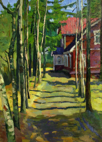 Корбаков Владимир Николаевич. Солнечная аллея. Картон, масло. 72х53. 1964. Вологодская областная картинная галерея.