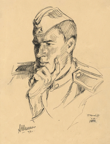 Шипиленко Александр Кузьмич. Курсант Цимбал. Бумага, тушь. 32х24. 1943. Государственный Владимиро-Суздальский историко-архитектурный и художественный музей-заповедник.