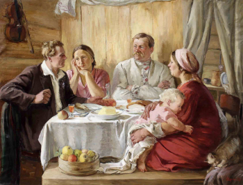 Шурпин Фёдор Саввич. В родном селе. Холст, масло. 141х182. 1935-1936. Курская государственная картинная галерея имени А.А.Дейнеки.