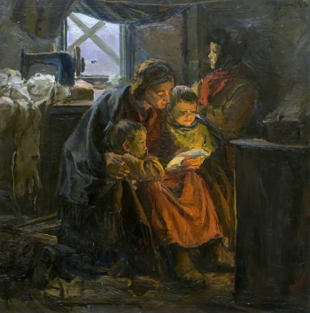 Шурпин Фёдор Саввич. Письмо с фронта. Холст, масло. 120х119. 1942. Екатеринбургский музей изобразительных искусств.