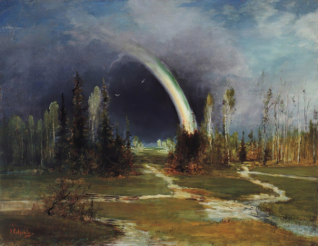Саврасов Алексей Кондратьевич. Пейзаж с радугой. Холст, масло. 58х74. 1881. Латвийский национальный художественный музей.