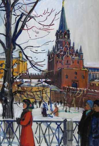 Гиппиус Наталия Александровна. У Кремля. Картон, темпера. 52х34. Вторая половина 20 века. Историко-этнографический музей-заповедник Шушенское.