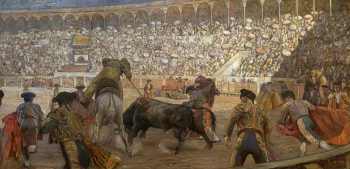 Бродский Исаак Израилевич. Бой быков в Мадриде. Холст, масло. 133х272,5. 1910. Научно-исследовательский музей при Российской Академии художеств.