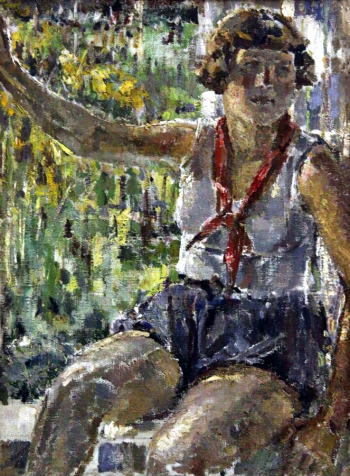 Шемякин Михаил Фёдорович. Пионерка. Холст, масло. 97х79. 1934. Музейный комплекс имени И.Я.Словцова.