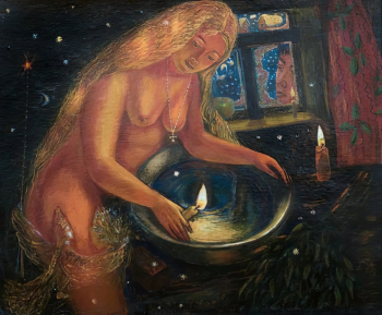 Козлова Галина Николаевна. В бане. Картон, масло. 49,7х60,2. 1993. Екатеринбургский музей изобразительных искусств.