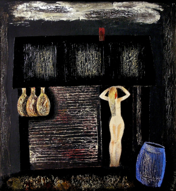 Копылов Борис Иванович. Чёрная баня. Холст, масло. 110х110. 1978. Художественная культура Русского Севера.