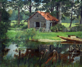 Лукин Вильгельм Иванович. Баня. Холст, масло. 22х27. 1908. Томский областной краеведческий музей имени Михаила Бонифатьевича Шатилова.