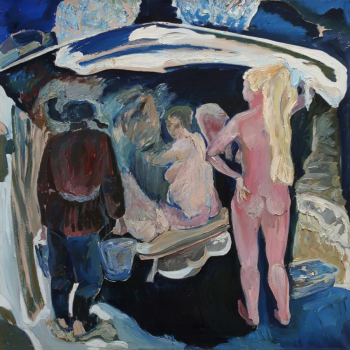 Тимофеев Николай Михайлович. Баня. Холст, масло. 90х89. 1992. Приморская государственная картинная галерея.