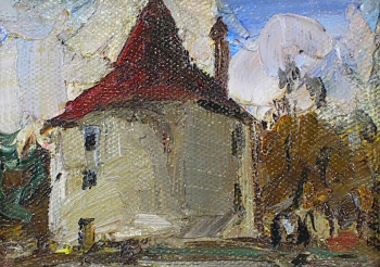 Лопатко Виктор Фёдорович. Львов. Пороховая башня. Холст, масло. 12,5х17,5. 1972. Историко-этнографический музей-заповедник Шушенское.