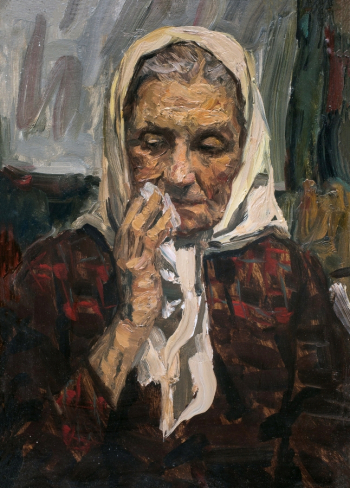 Варламов Алексей Григорьевич. Мать. Этюд к картине `Золотая свадьба`. Картон, масло. 48,5х35. 1950-е. Нижегородский государственный художественный музей.