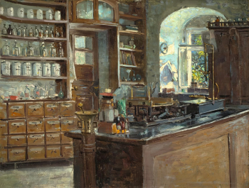 Роберт Штерль. Аптека в Лауэнштайне. Холст, масло. 32,5х43. 1892. Частное собрание.