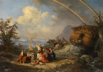 Доменико Морелли. Молитва благодарности после спасения на Ковчеге. Холст, масло. 27,5х40. До 1901 года. Частное собрание.