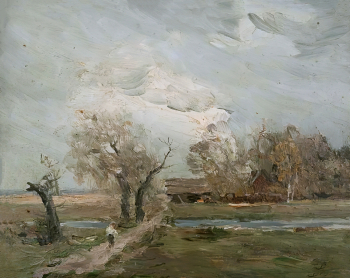 Мешков Василий Васильевич. Беларусь, этюд. Картон, масло. 23,5х30. 1920-е. Волгоградский музей изобразительных искусств имени И.И.Машкова.