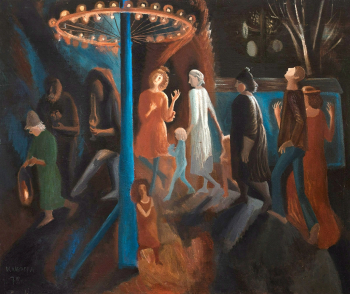 Лаврова (Дервиз) Ирина Игоревна. Карусель. Оргалит, масло. 101х120. 1978. Тульский музей изобразительных искусств.