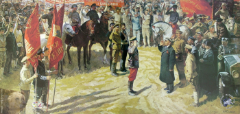 Соломин Николай Николаевич. Весна 1919 года. Холст, масло. 202х430. 1986. Студия военных художников имени М.Б.Грекова.