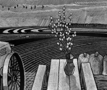 Ахунов Масабих Фатхулисламович. Пора цветения. Бумага, линогравюра. 49,4х58,6. 1979. Новокузнецкий художественный музей.