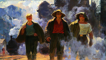 Прагер Владимир Исаакович. Уральские металлурги. Холст, масло. 139х241. 1960. Нижнетагильский музей изобразительных искусств.