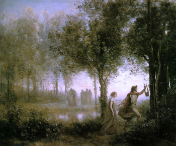 Камиль Коро. Орфей уводит Эвридику из загробного мира. Холст, масло. 112,3х137,1. 1861. Музей изящных искусств (Хьюстон).