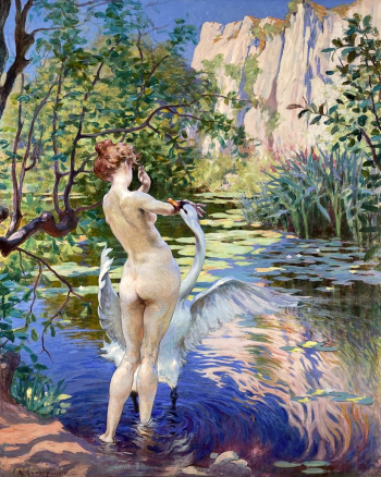 Адольф Гюмери. Леда и лебедь. Холст, масло. 99х78. 1900. Частное собрание.