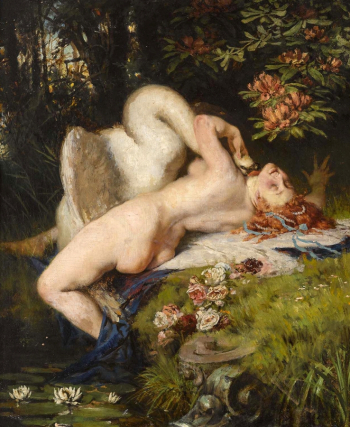 Генрих Лоссов. Леда и лебедь. Доска, масло. 55х43. 1800-е. Частное собрание.