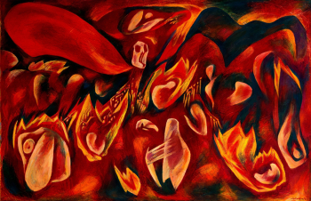 Никонов Михаил Фёдорович. Апокалипсис I. Холст, масло. 142,5х222. 1976. Тульский музей изобразительных искусств.