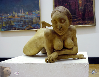 Выставка `Болдинская осень` в ЦДХ. 1999.. Михеев Валерий Фёдорович. Сфинкс. Дерево. 1999.