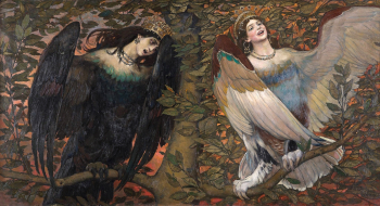 Васнецов Виктор Михайлович. Сирин и Алконост. Песнь радости и печали. Холст, масло. 133х250. 1896. Государственная Третьяковская галерея.