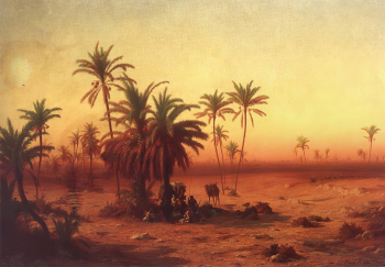 Антал Лигети. Оазис в пустыне. Холст, масло. 127х187,5. 1862. Венгерская национальная галерея.