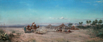 Каразин Николай Николаевич. Оазис. Картон, акварель, гуашь. 29х63. Кабардино-Балкарский музей изобразительных искусств имени А.Л.Ткаченко.