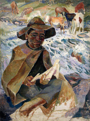 Цыбасов Михаил Петрович. Мальчик-пастух со стадом. Холст, масло. 69х53. 1935. Музей изобразительных искусств Республики Карелия.