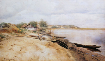 Крыжицкий Константин Яковлевич. Хутор на Днепре. Холст, масло. 37х60. 1885. Челябинский государственный музей изобразительных искусств.