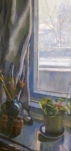 Жибинов Алексей Петрович. Натюрморт с цикламеном. Холст, масло. 49,5х100. Иркутский областной художественный музей имени В.П.Сукачева.