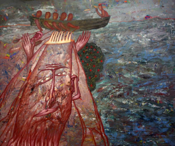 Орлов Сергей Анатольевич. Водяной. Оргалит, масло. 118х137. 1991. Удмуртский республиканский музей изобразительных искусств.