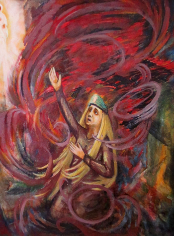 Сыкулев Иван Владимирович. Художник и нечистая сила. Картон, акварель. 81х62. 1992. Ильинский районный краеведческий музей.