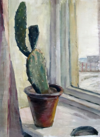 Прейсс Юргис Ионасович. Натюрморт с кактусом. Холст, масло. 75х55. 1940-е. Новокузнецкий художественный музей.