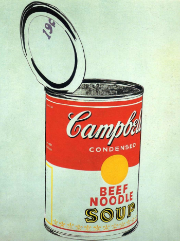 Энди Уорхол. Банка с супом Кэмпбелл. Холст, шелкография. 51х41. 1962. Музей современного искусства (Нью-Йорк).