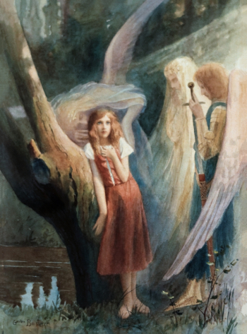 Гастон Бюссьер. Предопределения Жанны д`Арк. Картон, акварель. 1909. Музей Макон Урсулин.