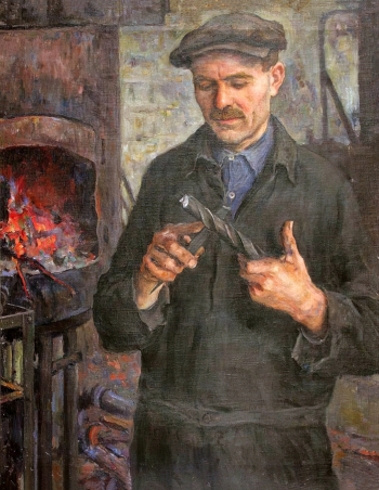 Моравов Александр Викторович. Портрет ударника Рожнова. Холст, масло. 96,5х75,5. 20 век. Краснодарский краевой художественный музей имени Ф.А.Коваленко.