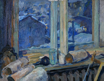 Лентулов Аристарх Васильевич. Окно в мастерской художника. Холст, масло. 48,5х61,5. 1939. Новосибирский государственный художественный музей.