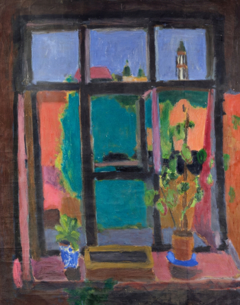 Флоренский Александр Олегович. Вид из окна мастерской. Холст, масло. 139х108,5. 1987. Художественная культура Русского Севера.