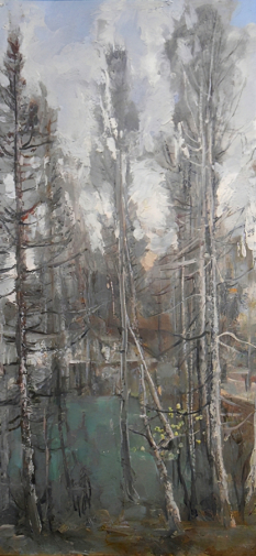 Ямбердов Иван Михайлович. Вид из окна мастерской. Оргалит, масло. 70х35,5. 2000. Козьмодемьянский культурно-исторический музейный комплекс.