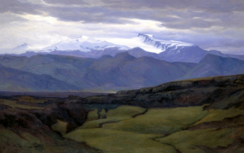 Асгримур Йонссон (Йоунссон). Исландский пейзаж. Холст, масло. 80х125,5. 1904. Местонахождение картины неизвестно.