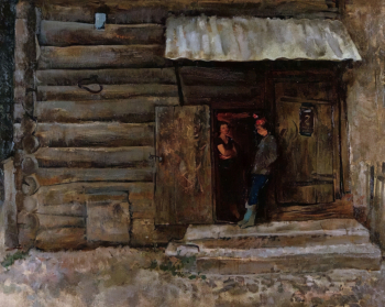 Курочкин Владимир Демидович. Разговор. Холст, масло. 75х95. 1990. Республиканский музей изобразительных искусств (Марий Эл).