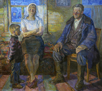 Попов Иван Петрович. Разговор. Холст, масло. 157х177,5. 1967. Новосибирский государственный художественный музей.