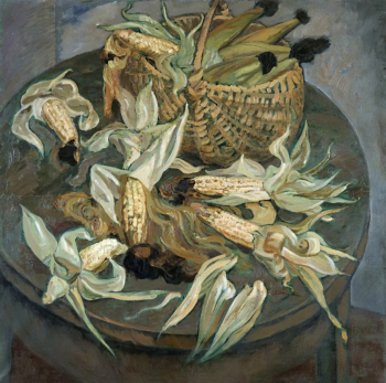 Кашин Виктор Алексеевич. Натюрморт с кукурузой. Холст, масло. 95х97. 1981. Вятский художественный музей имени В.М. и А.М. Васнецовых.