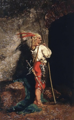 Гун Карл Фёдорович. Воин-албанец. Доска, масло. 35х20. Краснодарский краевой художественный музей имени Ф.А.Коваленко.