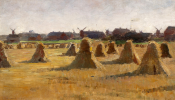 Анна Венберг. Аландская деревня. Доска, масло. 27,5х47. 1888. Частная коллекция.