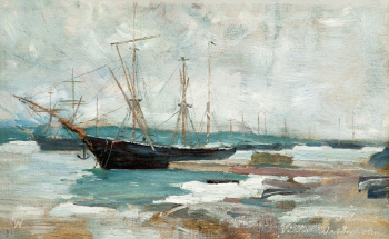 Виктор Вестерхольм. Зимняя сцена на Аландах. Холст, масло. 22,5х36. 1886. Частная коллекция.